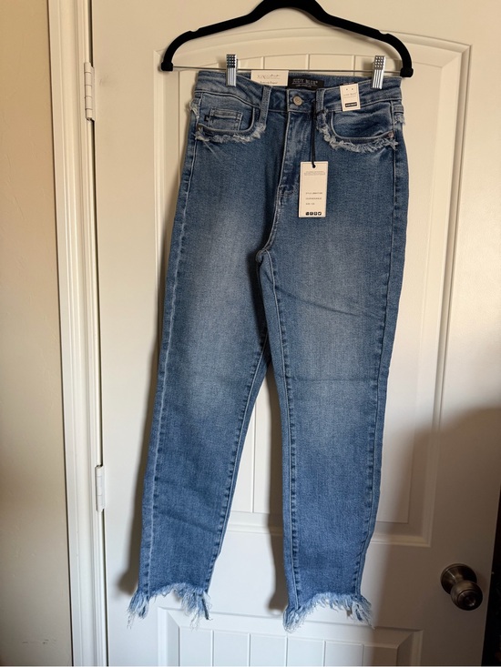 Judy Blue Denim - Judy Blue Size 1/25 High Rise Slim Fit Distressed Raw Hem Jeans NWT